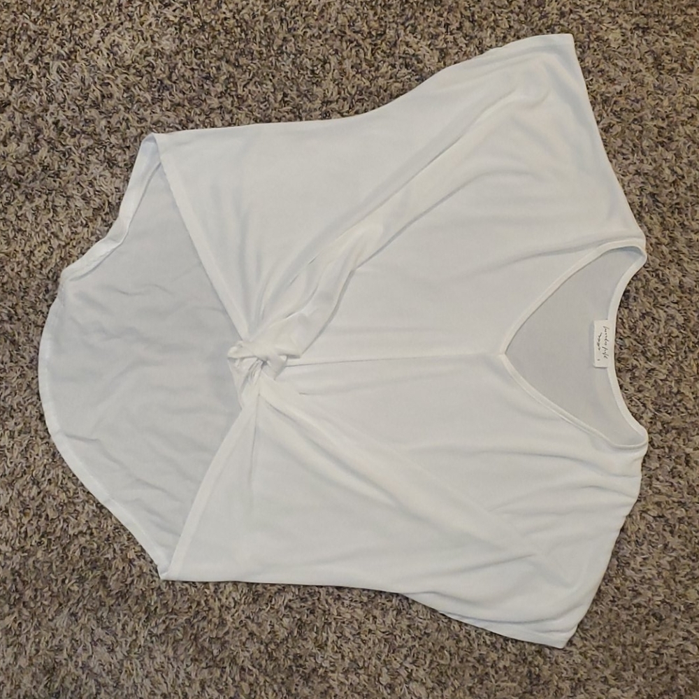 White knotted tee
